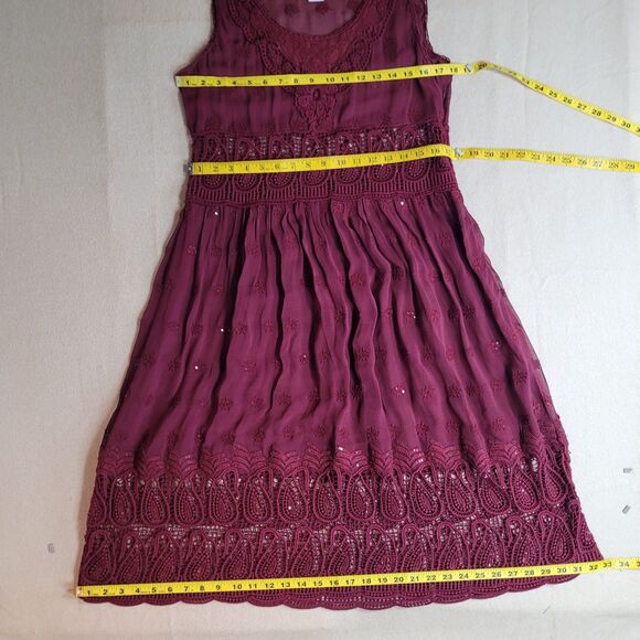 Sundance Midi Dress Womens 12P Red Crochet Embroidery Boho Dark Fairy Whimsigoth - Picture 4 of 12